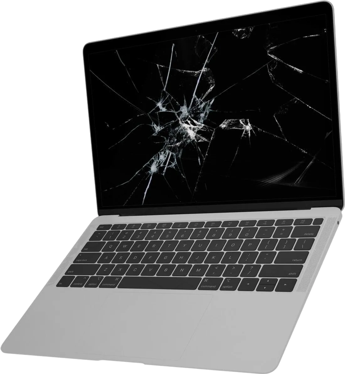 Notebook com a tela trincada, pronto para a substituição